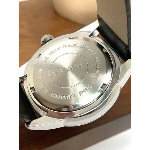 Armitron Men's Watch 20/5048SV Black Dial Day Date Quartz Leather Strap 40mm - Picture 6 of 14